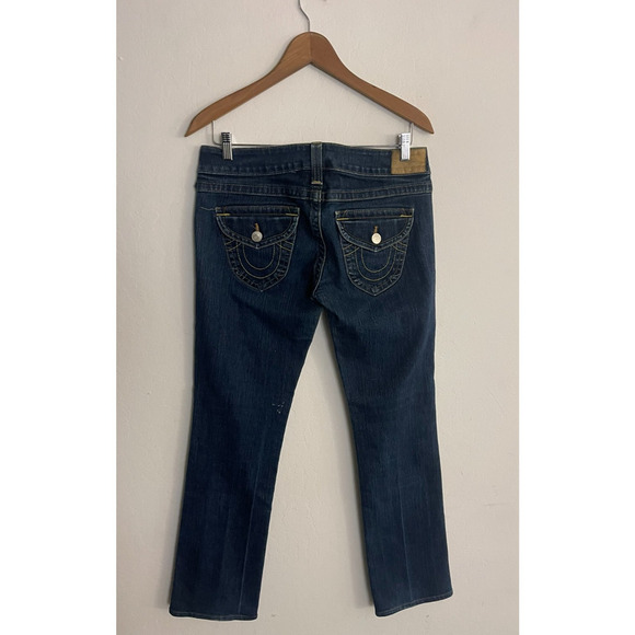 True Religion 31 Jeans Y2k Style Low Rise Logo Flap Pockets Bootcut Stretch - Picture 2 of 12